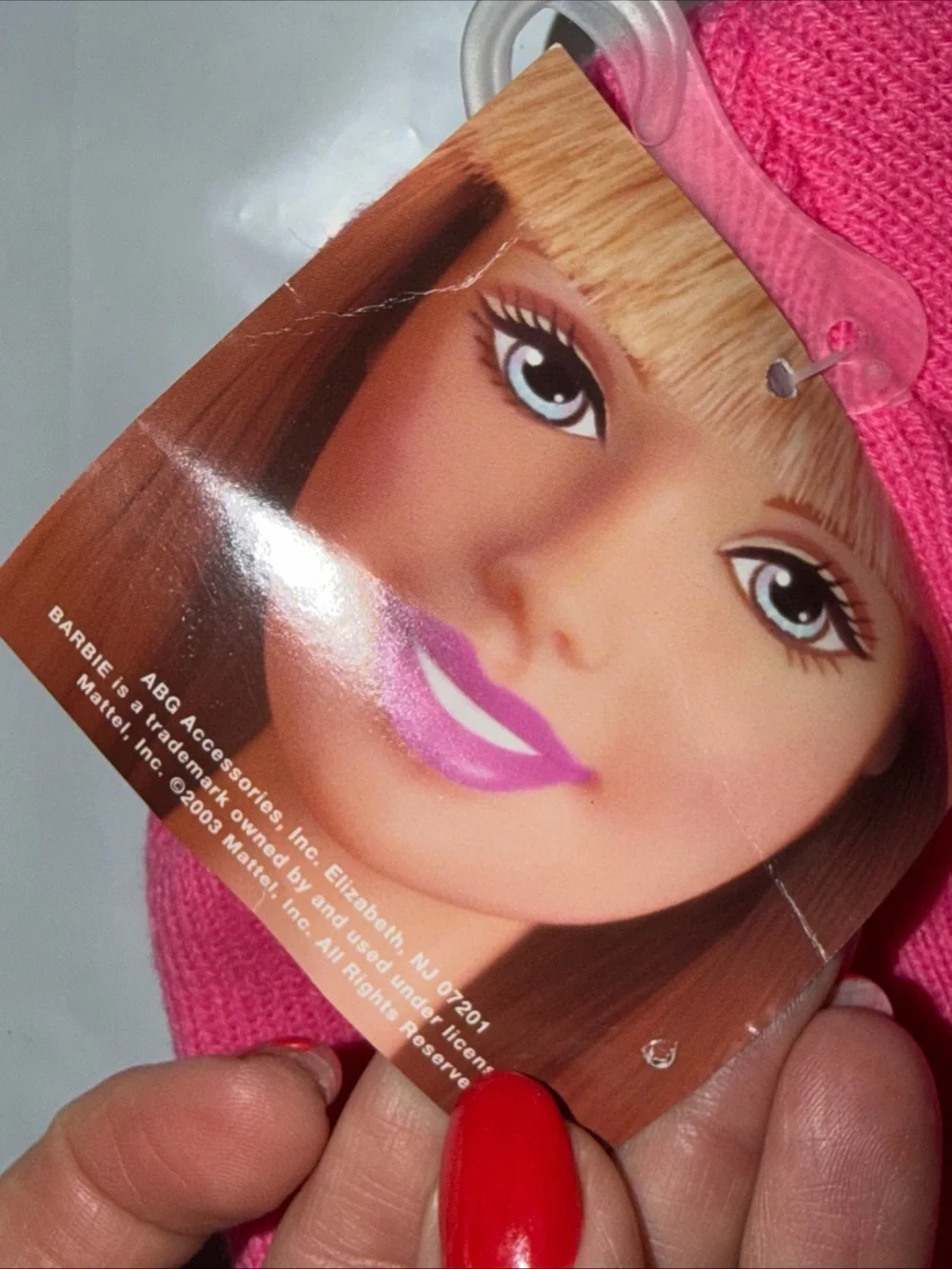 NEW PINK Barbie Beanie HAT Barbie doll Embroided On Front Acrylic One size Girls
